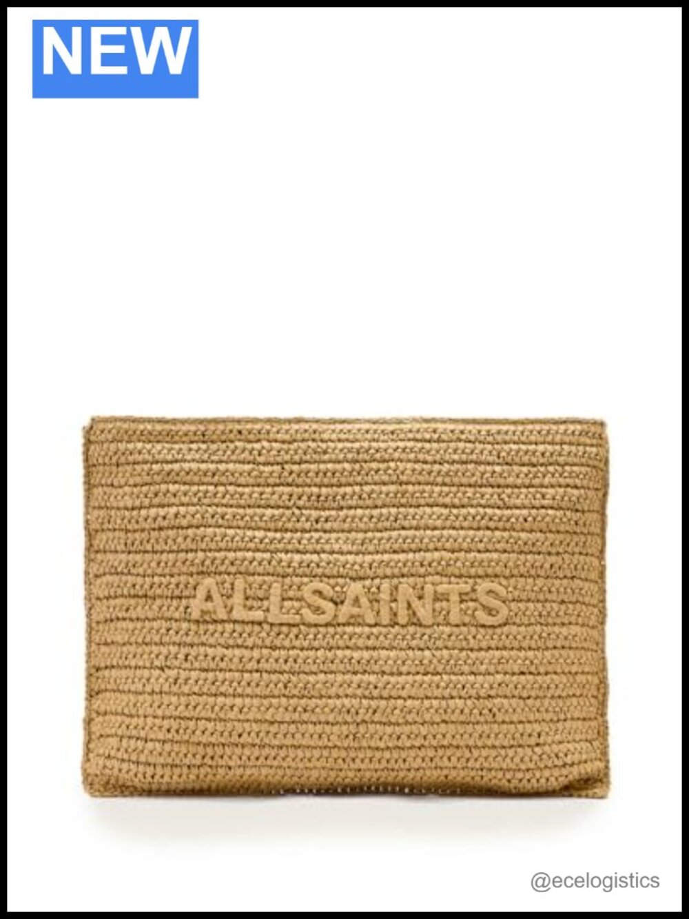 AllSaints Bettina Large Paper Clutch - Lightweight Letter Print